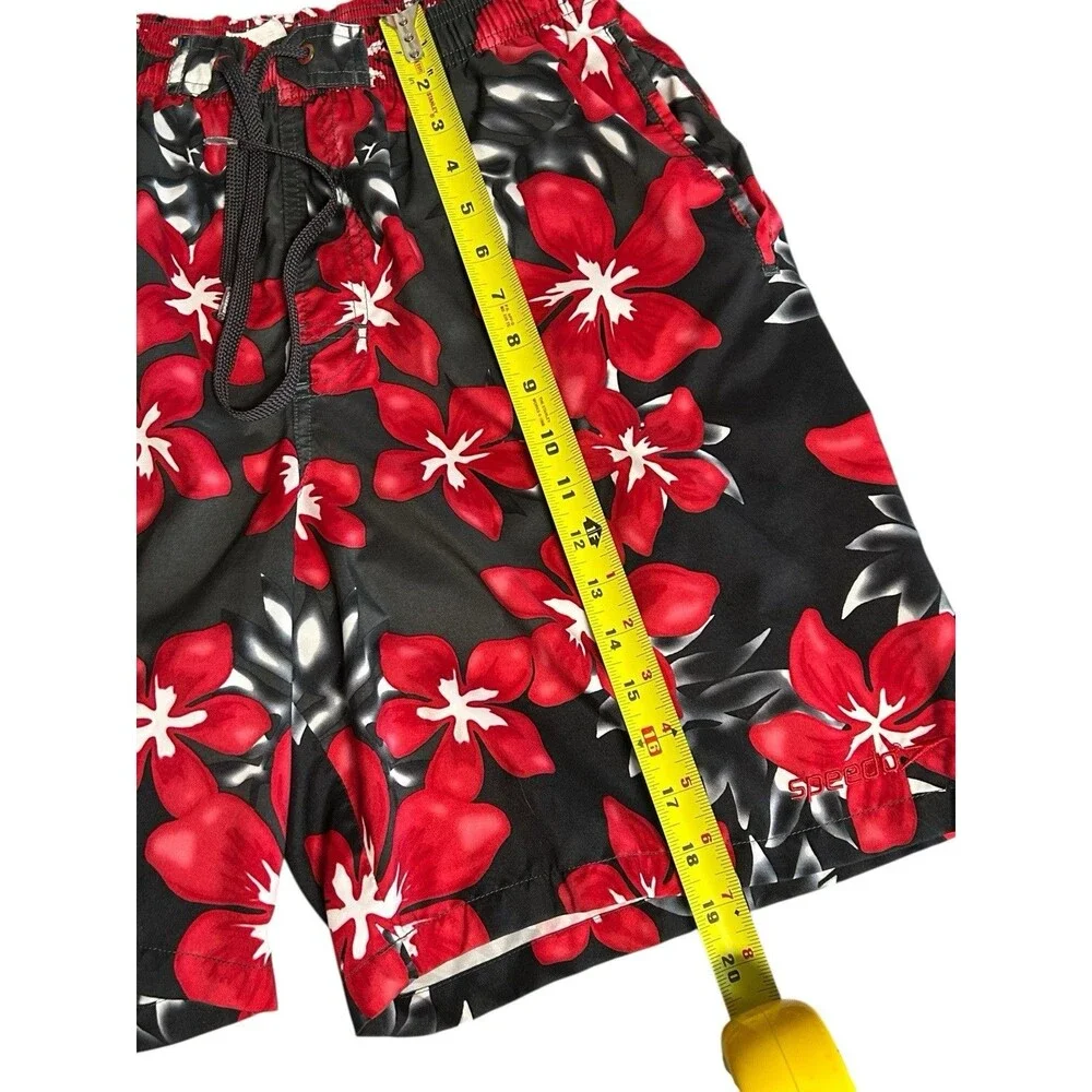 Speedo Men's Swim Trunks Shorts‎ Hawaiian Floral Red Mesh Lining Waist 30